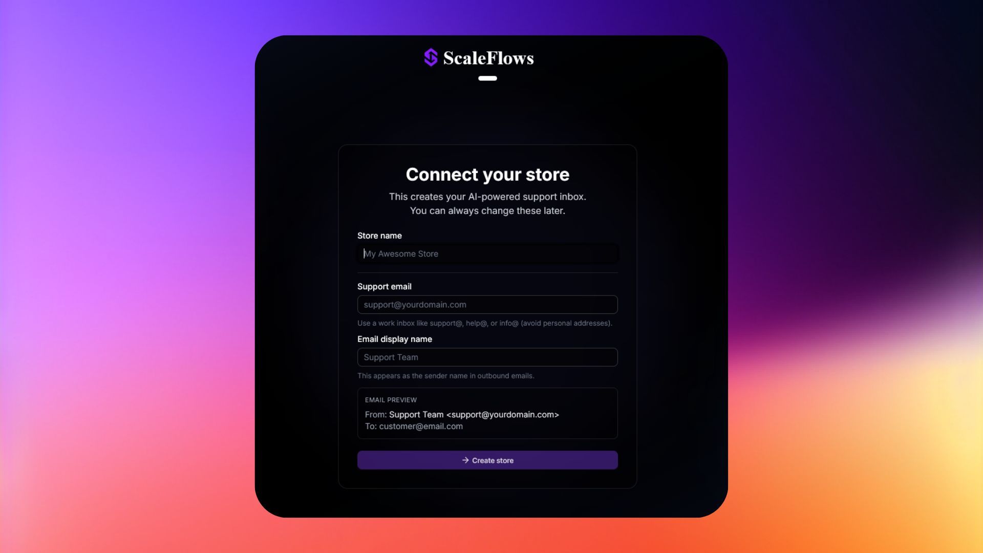 Store onboarding form