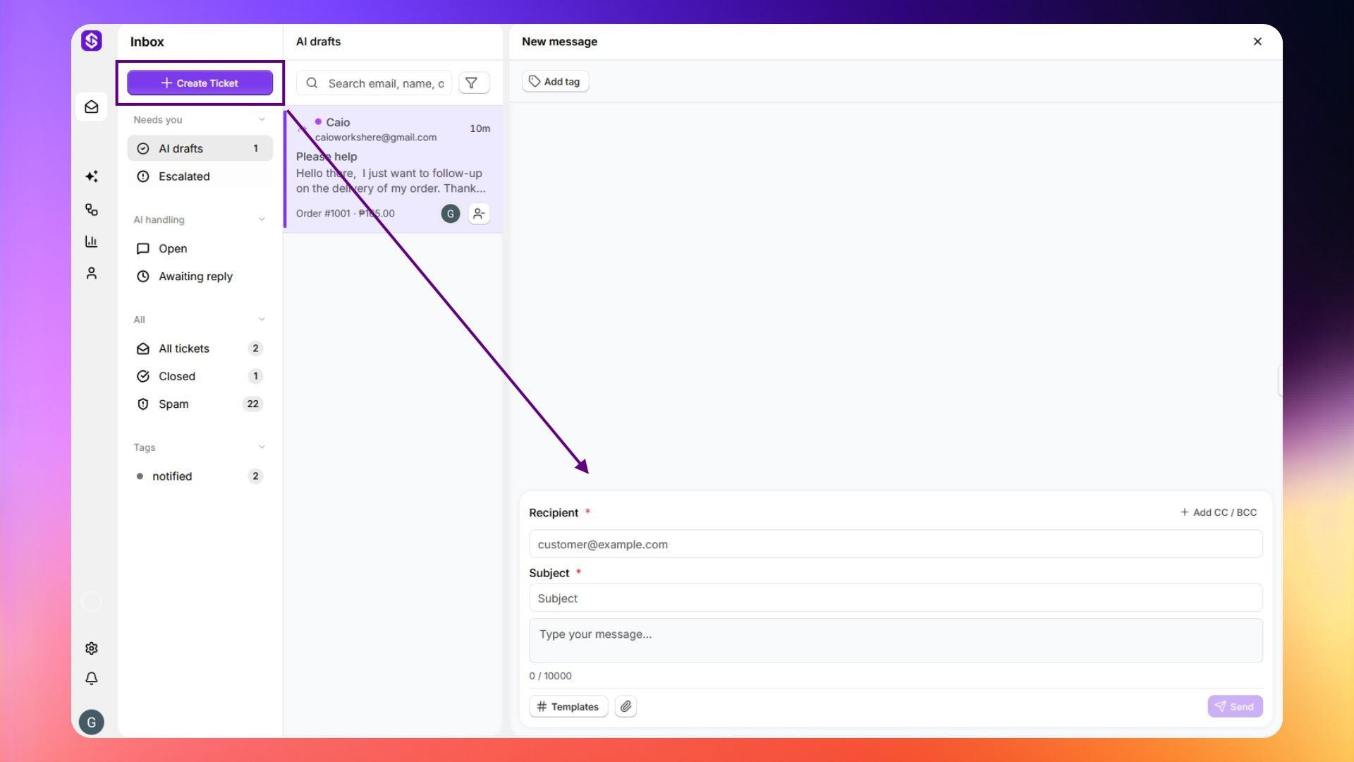 Create new ticket