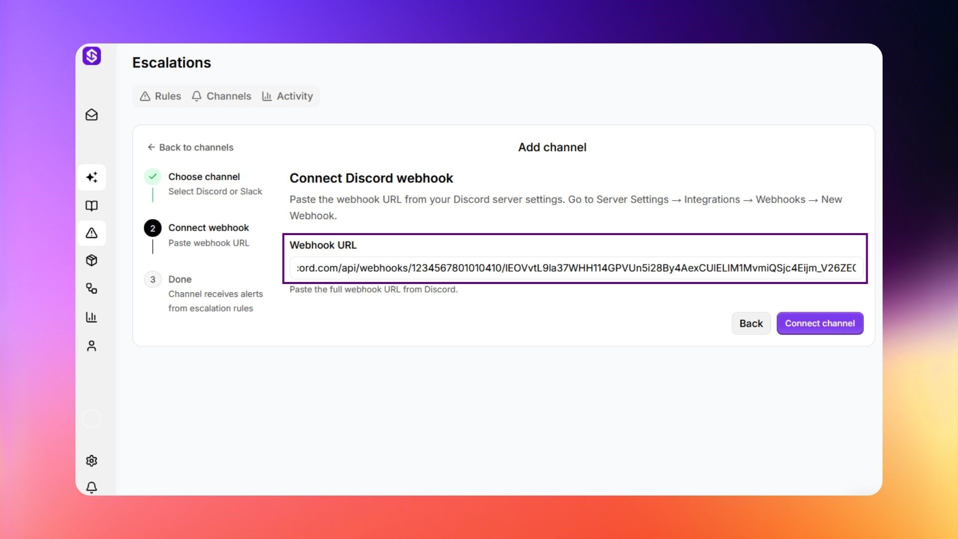 Discord webhook in ScaleFlows