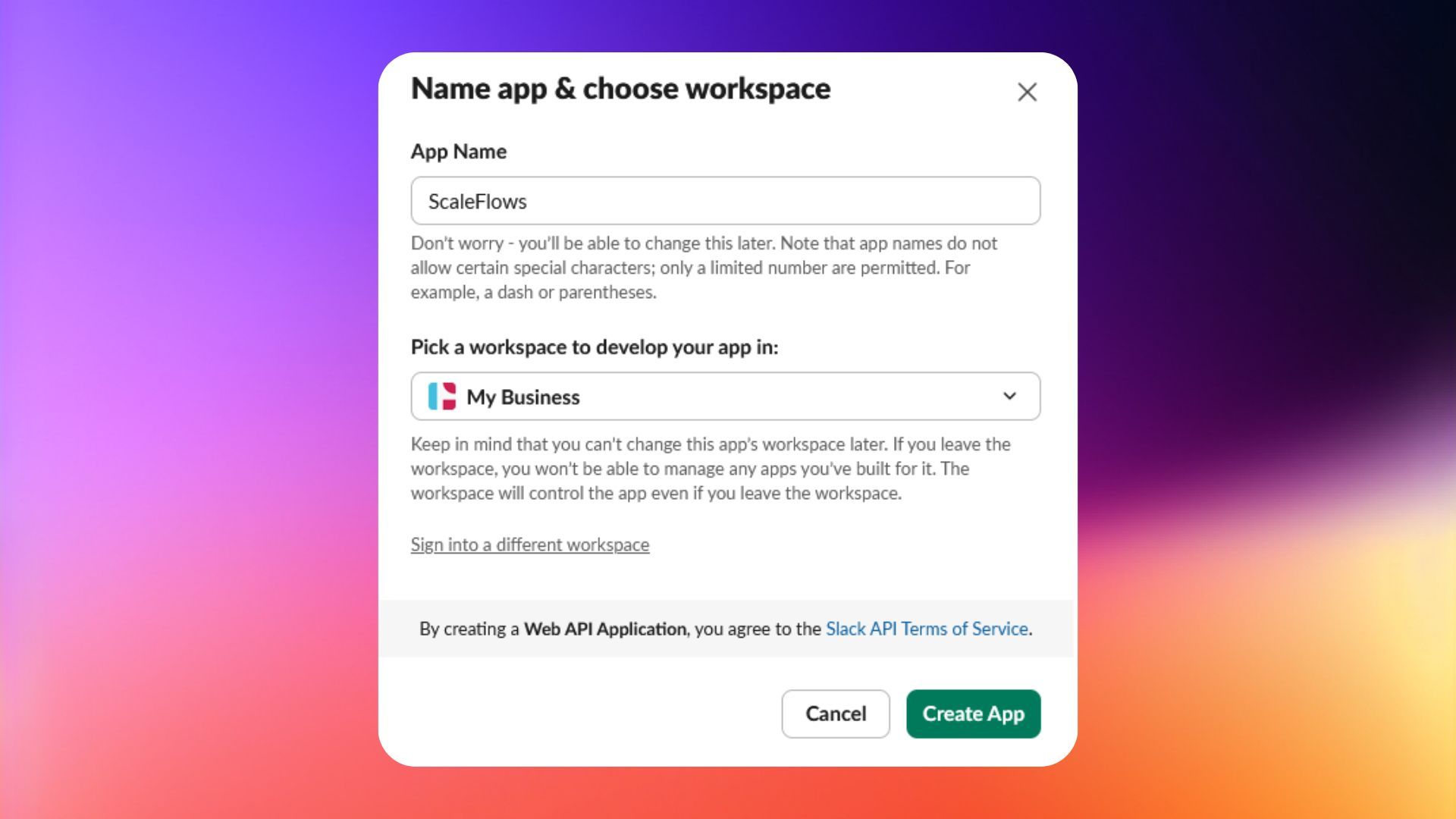 Create Slack app