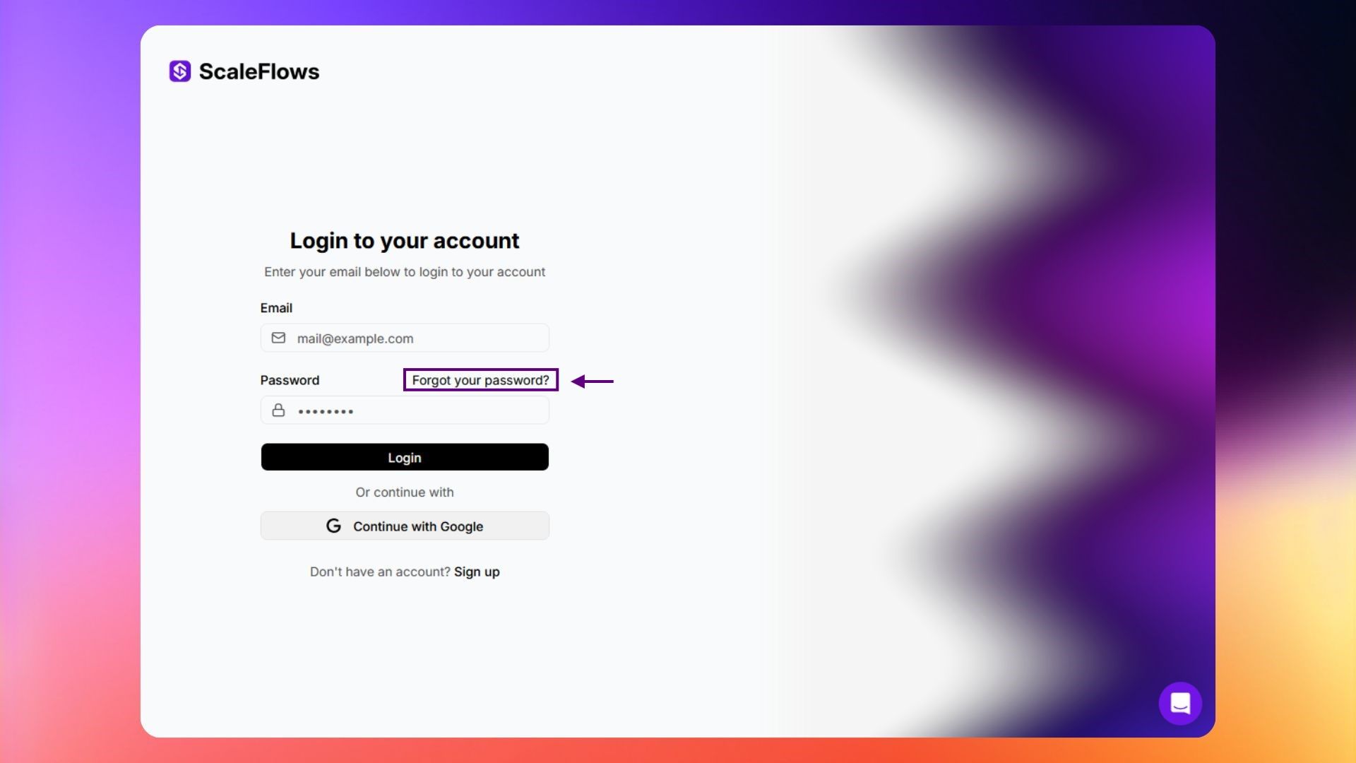 Forgot password link