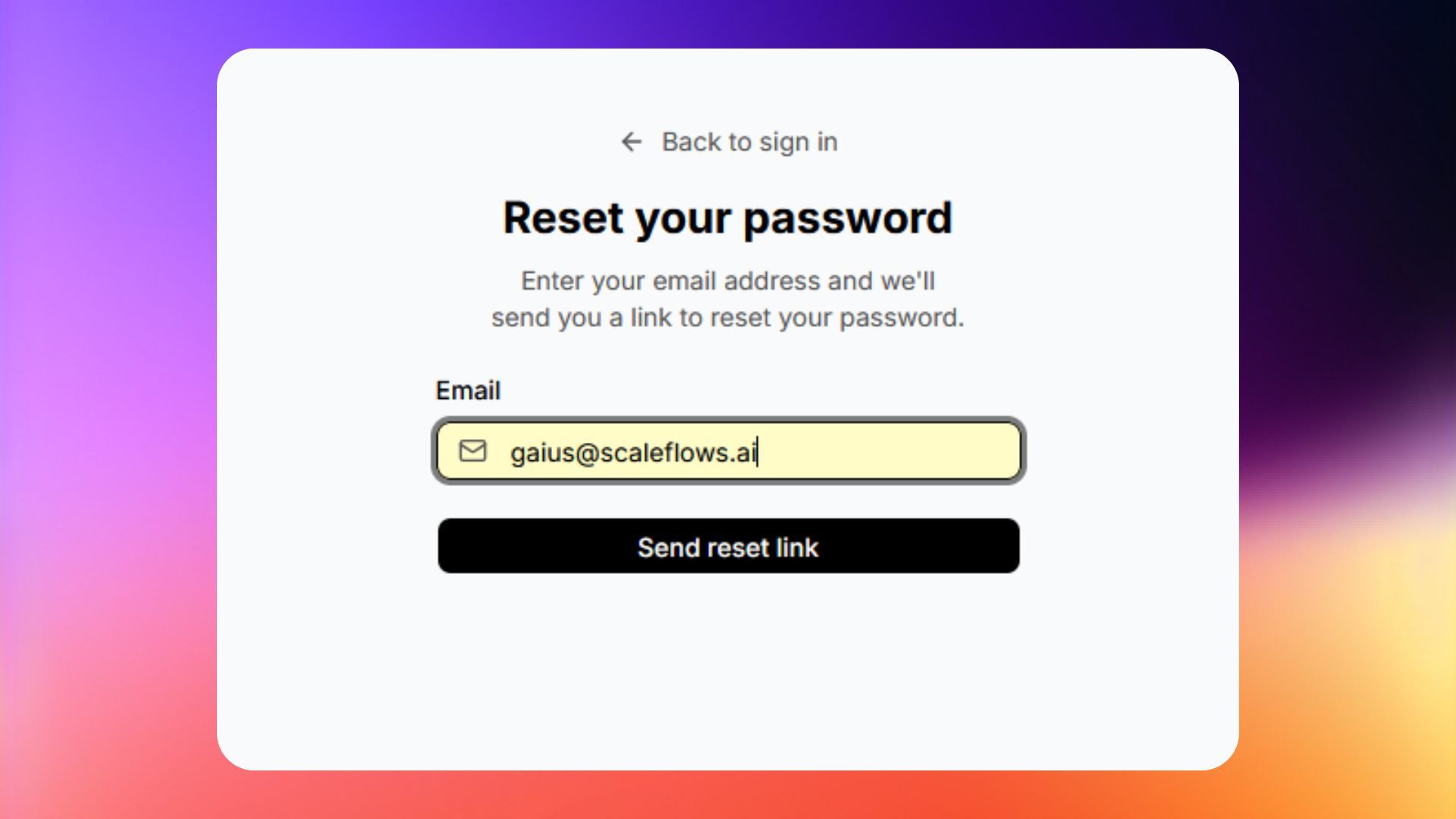Send reset link