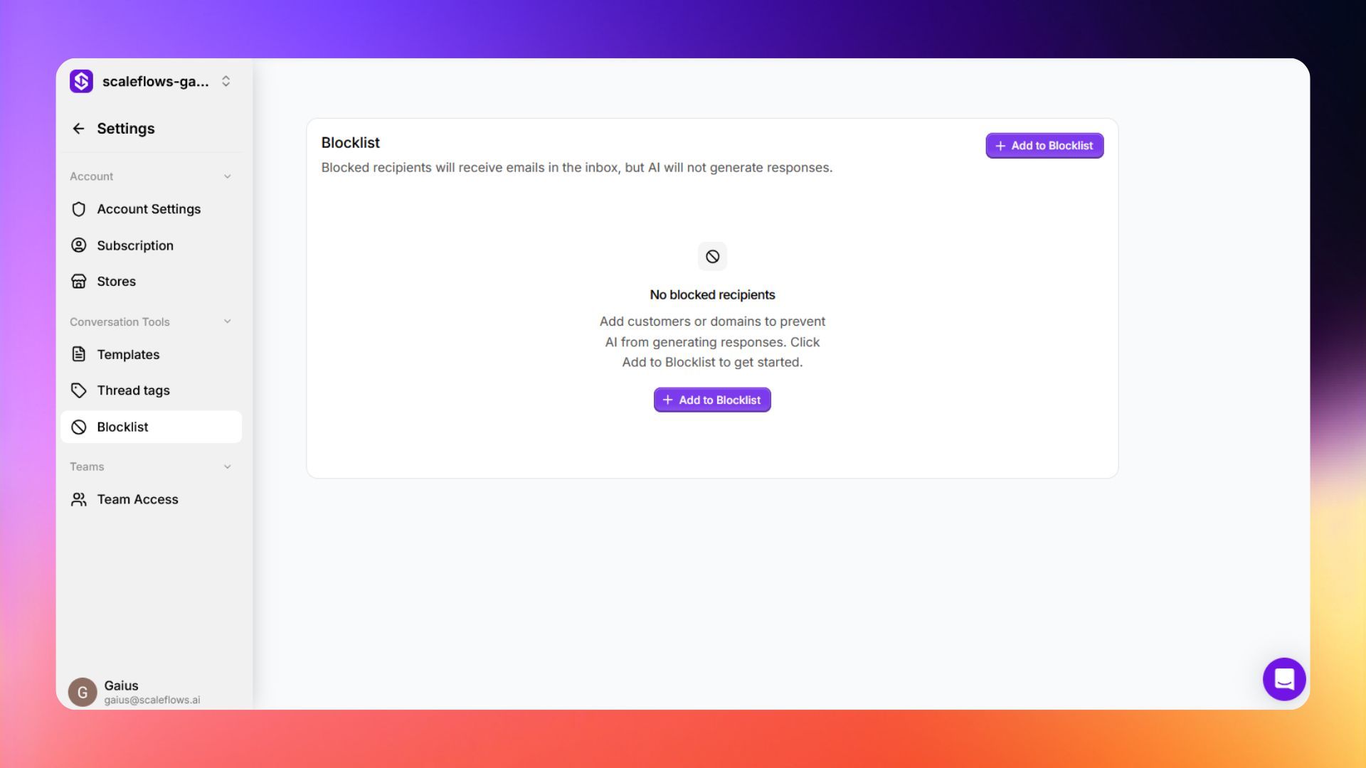 Blocklist view