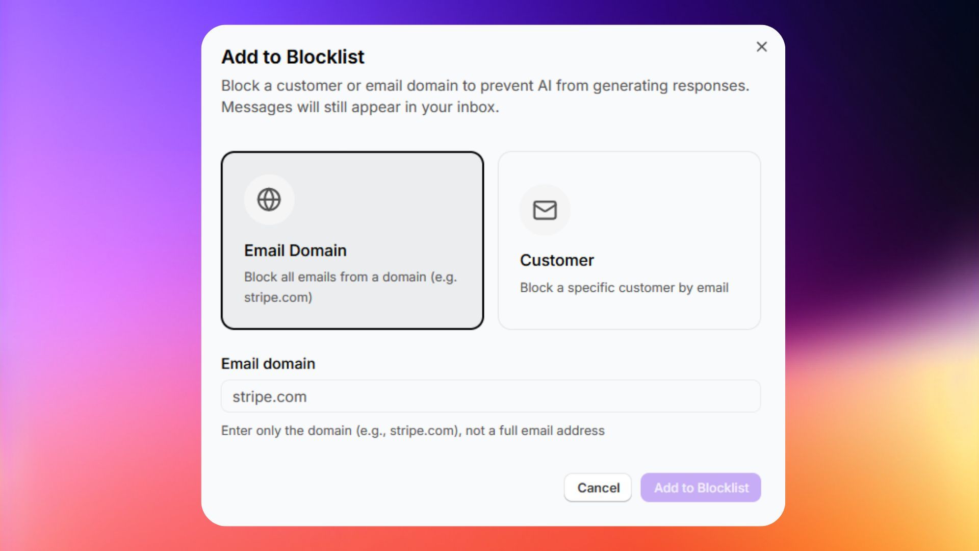 Add to blocklist