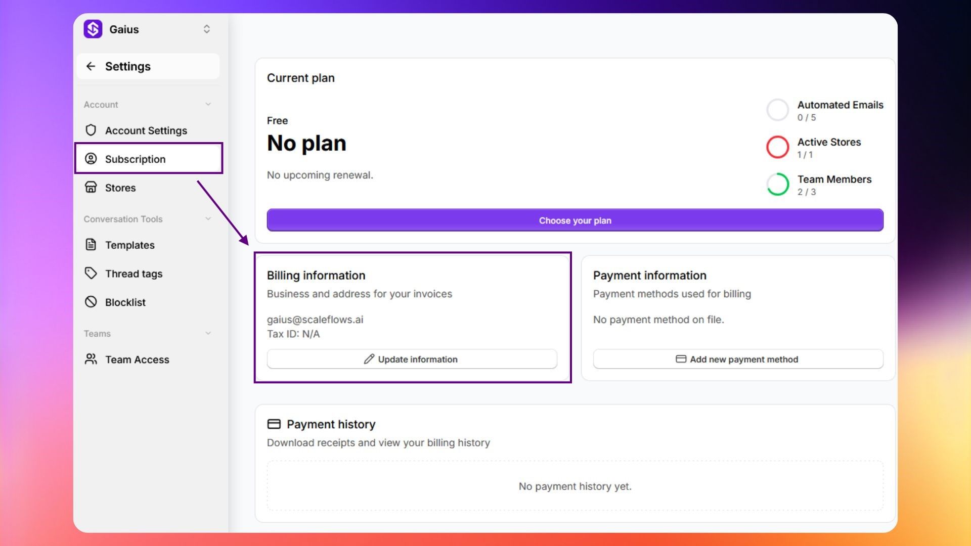 Add billing details