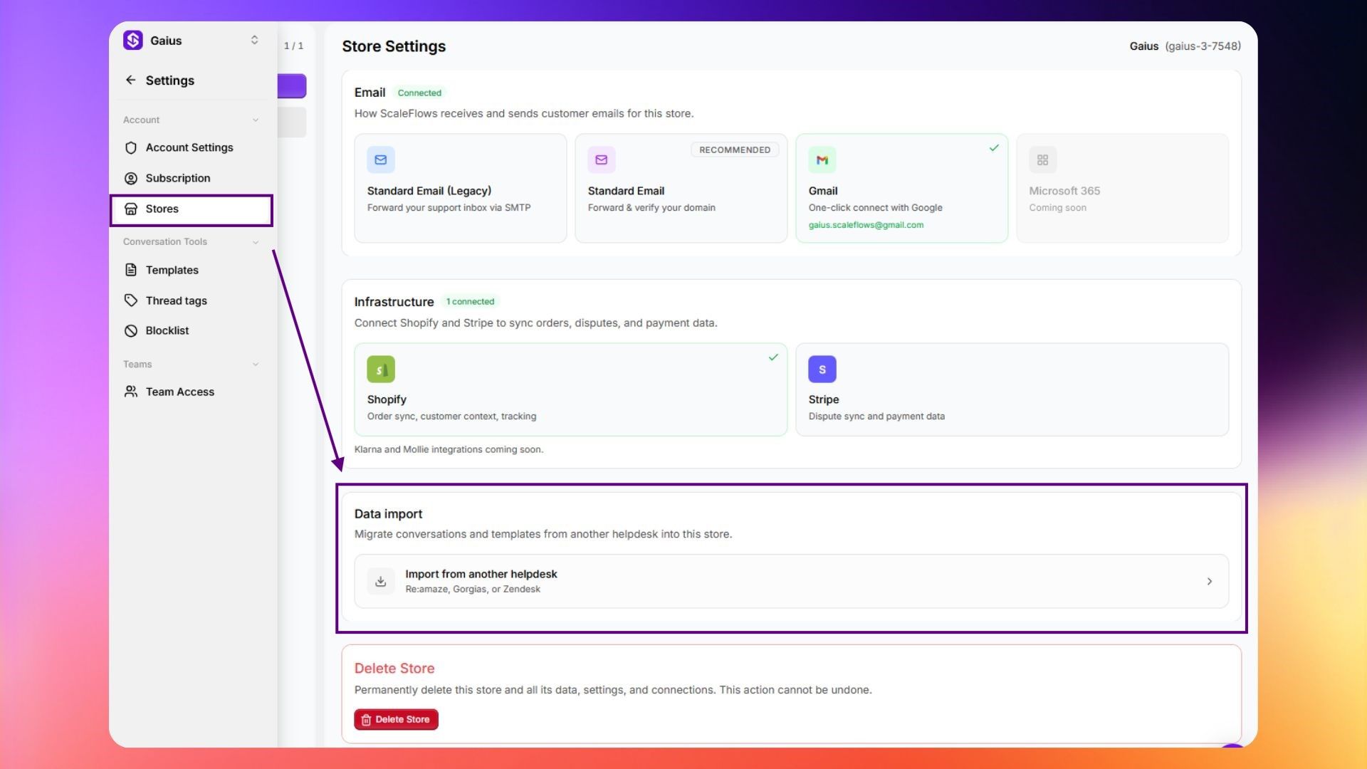 Data import view