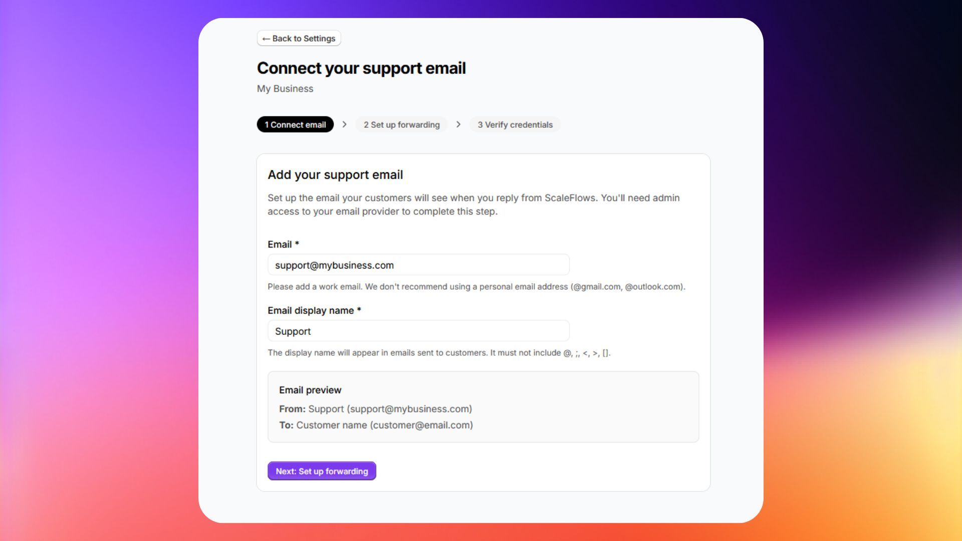 Add support email